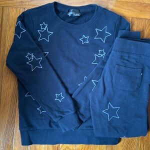 ⭐️ Chic 2 Chic Black Sweat Set with all over White Stitched Star Design